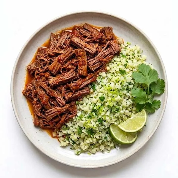 Mexican Barbacoa Beef with Cilantro Lime Cauliflower Rice
